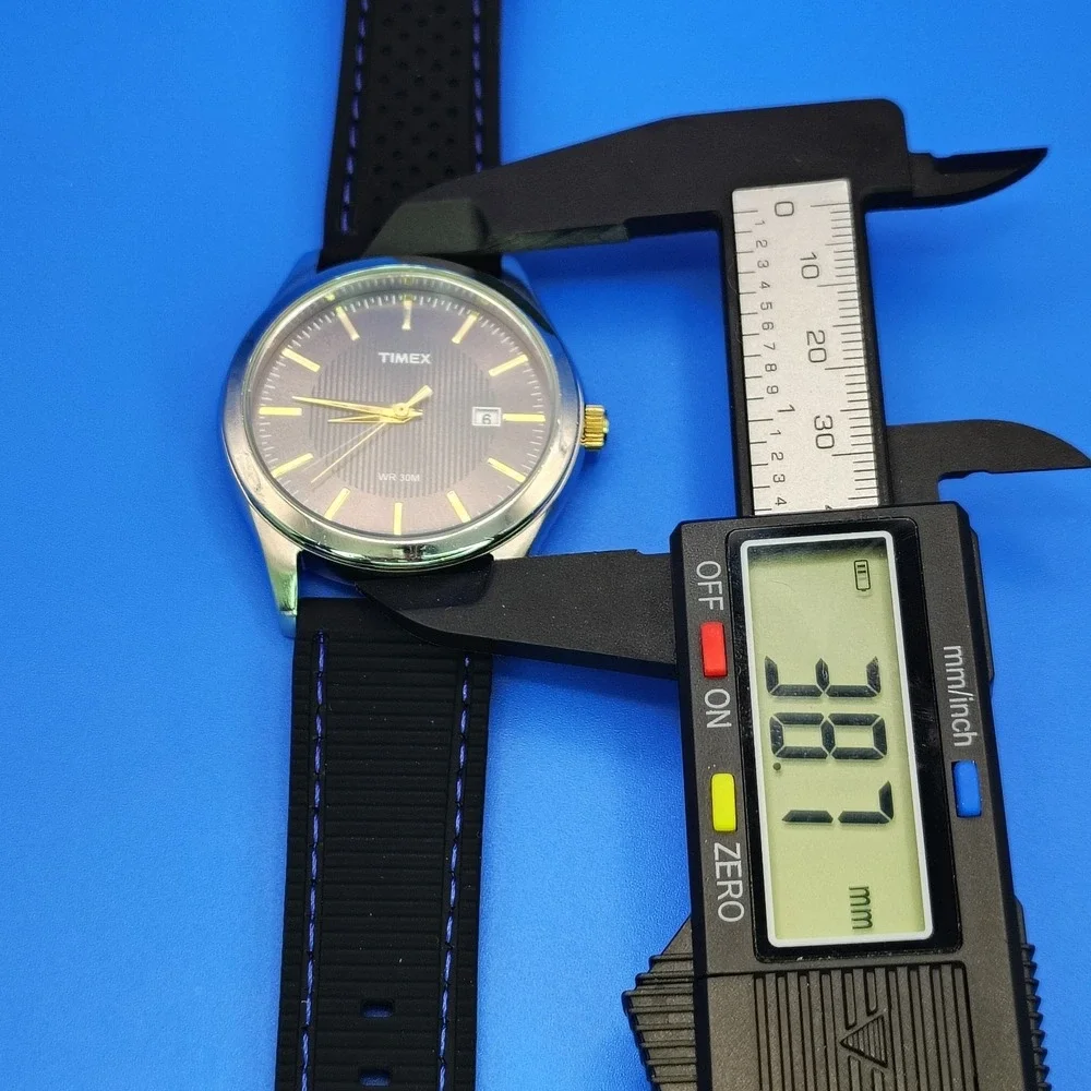 2016 Timex Date 39mm Men's Quartz Watch New Rubber Strap SS Deployment Clasp‎